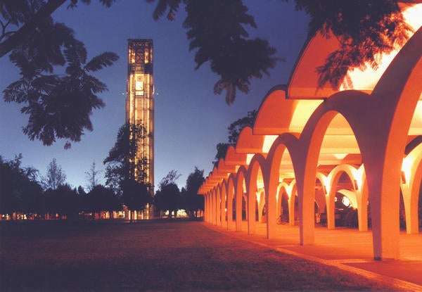 bell tower and rivera library at night (c) UCR / CNAS